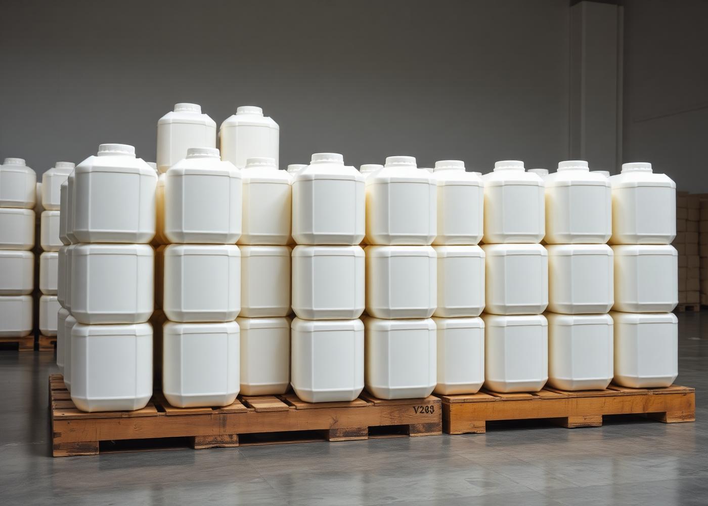 Palettierte 25-Liter-Kanister, versandbereit für Geschäftskunden